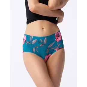 Dámske nohavičky simple maxi Wild Rose petrolejová so vzorom - Julimex