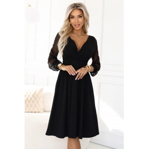 Elegantné midi šaty 657-1 čierne - Numoco