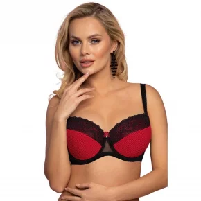 Dámska podprsenka VB-446 Tmavo červená s čiernou - Vena