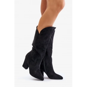 Dámské kozačky na podpatku MP401-1 Černá - Step in style