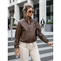Kurtka damska skórzana bomberka brązowa FashionStreet TY5596