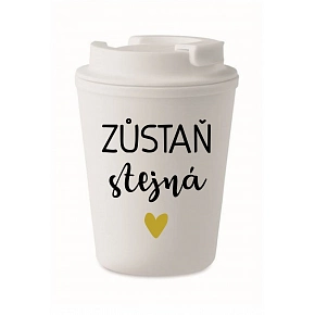 ZOSTAŇ ROVNAKÁ - biely termohrnček 300 ml ZOSTAŇ ROVNAKÁ - biely termohrnček 300 ml