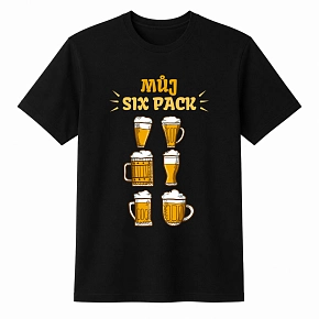 Pánské bavlněné tričko s potiskem - MŮJ SIX PACK - černé 