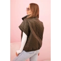 Dámska prešívaná vesta 5684 Khaki tmavo zelená - K-Fashion