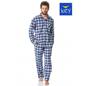 Pánske rozopínacie pyžamo MNS 426 B23 dł/r modré - Key