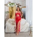 Dámske sexi krajkové šaty s výstrihom 0000K20862 Červená - Koucla