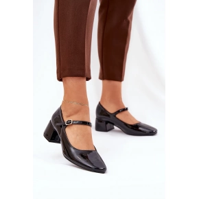 Dámske lodičky na stĺpik podpätku 77-554 Čierna - C.M Paris