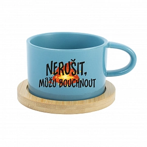 NERUŠIT, MŮŽU BOUCHNOUT. - modrý hrníček makronka 200 ml