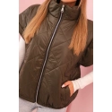 Dámska prešívaná vesta 5684 Khaki tmavo zelená - K-Fashion