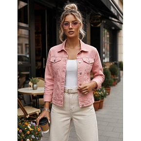 Kurtka damska jeansowa różowa FashionStreet TY5597