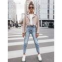 Kurtka damska skórzana BADEN beżowa FashionStreet TY4336