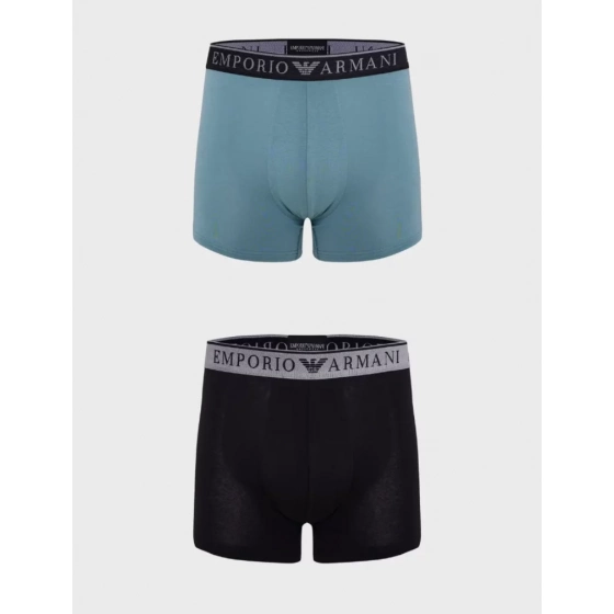 Pánske boxerky 2PACK 111769 3F720 29921 zeleno-čierne - Emporio Armani