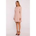 Šaty s obrátenými záhybmi M872 béžové - MOE