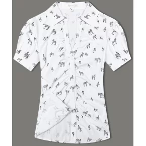 Dámska blúzka s golierom a vzorom zebier (AWY2011D) biela - Fashion