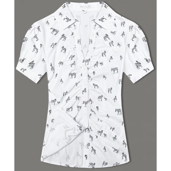 Dámska blúzka s golierom a vzorom zebier (AWY2011D) biela - Fashion