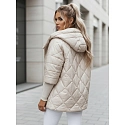 Kurtka damska przejściowa pikowana oversize PUFFILOF jasnobeżowa FashionStreet TY4856