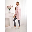 Bavlnená mušelínová košeľa Plus Size 65622 púdrovo ružová - Kesi