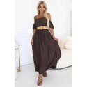 Maxi šaty v boho štýle 614-1 čokoládové - Numoco
