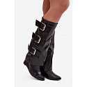 Dámske čižmy s vyhrnutým lemom D8262 Sarisse čierne - Sweet Shoes