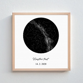 Personalizovaný magický fotoobraz v rámu - čtverec 20x20 - hvězdná mapa