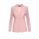 Dámske sako s čipkovými rukávmi M865 Púder ružová - MOE