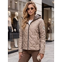 Kurtka damska przejściowa z kapturem kamelowa FashionStreet TY5774