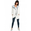 Dámska mikina s kapucňou nadmernej veľkosti na zips B091 ecru - Be Wear