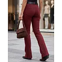 Jeansy damskie dzwony z paskiem z wysokim stanem bordowe FashionStreet UY3111