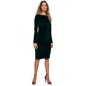 Dámske velúrové šaty M565 Tmavozelené - MOE