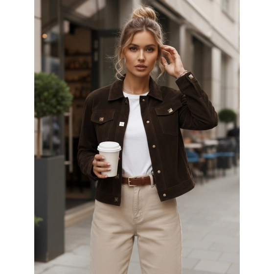 Kurtka damska zamszowa coffee FashionStreet TY5583