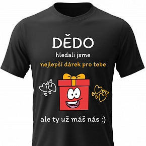 Pánské bavlněné tričko s potiskem - NEJLEPŠÍ DÁREK PRO DĚDU - černé 
