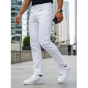 Jeansy męskie slim fit białe FashionStreet UX4487