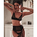 Dámsky sexy set Lune Bellis 3-Pcs Crotchless čierny - Obsessive