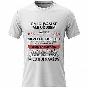 Pánské bavlněné tričko s potiskem - ZABRANÝ SKVĚLOU HOLKOU - bílé 