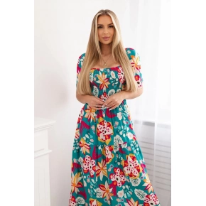 Viskózové šaty s volánikovým výstrihom 29476 zelené - Kesi