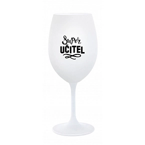 SUPER UČITEL - bílá sklenice na víno 350 ml 