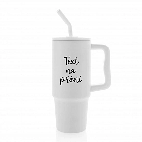 TEXT NA PŘÁNÍ - bílý cestovní termohrnek 900 ml  