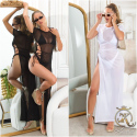 Dámske sexy sieťované plážové šaty s XXL rázporkom 210221 čierne - Koucla