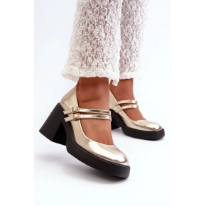 Dámské lodičky na podpatku M381 zlaté - Step in style