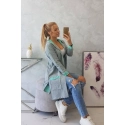 Dámska dvojfarebná pelerína s kapucňou 21679 / 69422 mint+sivá - Kesi