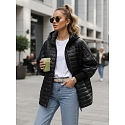 Kurtka damska pikowana z kapturem czarna FashionStreet TY5529