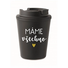 MÁME VŠECHNO - černý termohrnek 300 ml