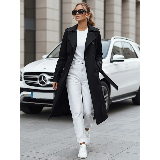 Trencz damski dwurzędowy czarny FashionStreet TY5437