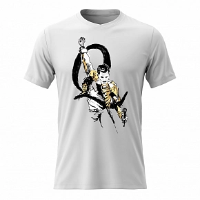 Pánské bavlněné tričko s potiskem - FREDDIE MERCURY - bílé