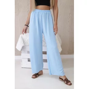 Dámske široké nohavice 29400 Svetlo modrá - K-Fashion