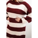 Dámske pletené šaty 8111 bordó-béžové - Kesi