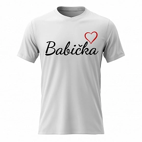 Dámské bavlněné tričko s potiskem - BABIČKA - bílé