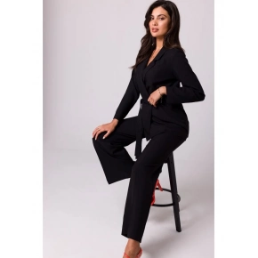 Dámsky blejzer s pásikom na zaviazanie B253 Čierna - BeWear