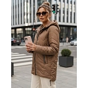 Kurtka przejściowa damska pikowana z kapturem brązowa FashionStreet TY5608