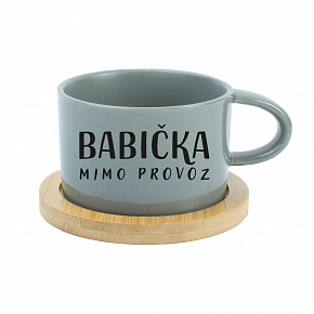 BABIČKA MIMO PROVOZ - šedý hrníček makronka 200 ml
